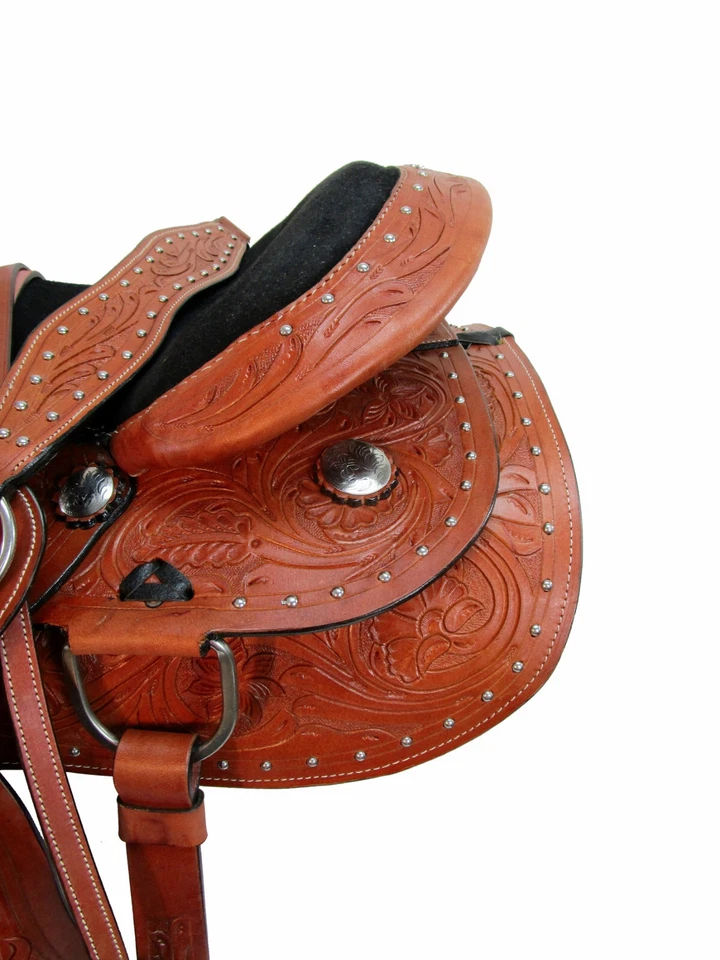西部拖车鞍 15 16 17 18 PLEASURE 马花工具二手皮革背包 — 第 3/4 张图片