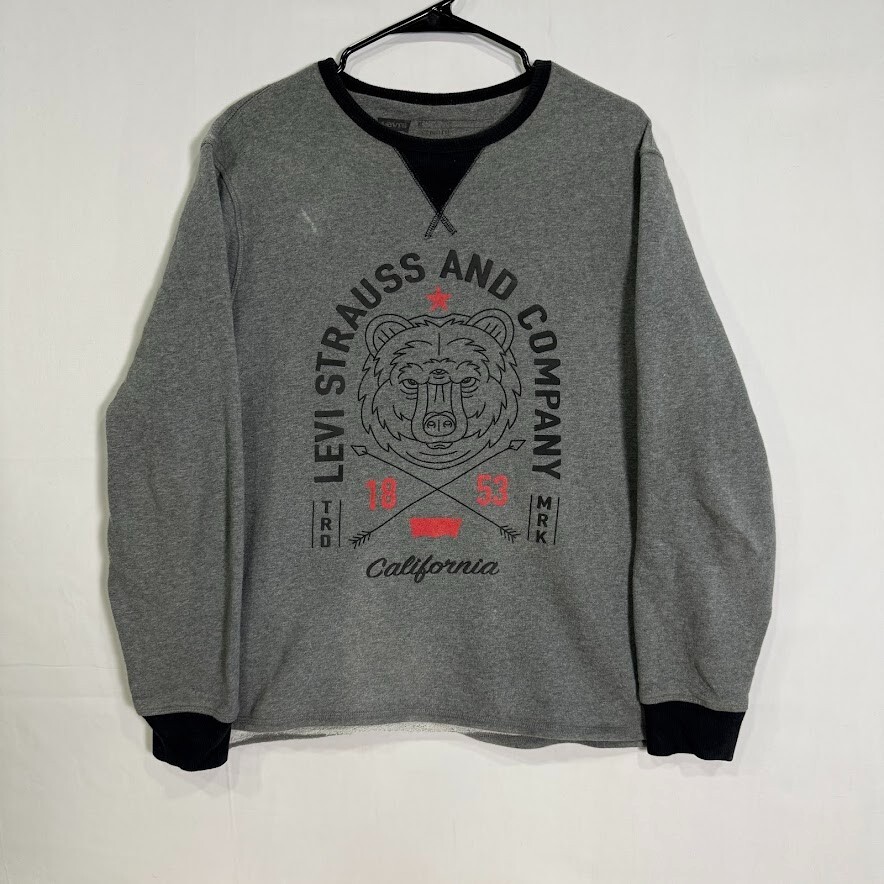 Levis Mens Gray California Bear Graphic Crewneck Sweatshirt Size M