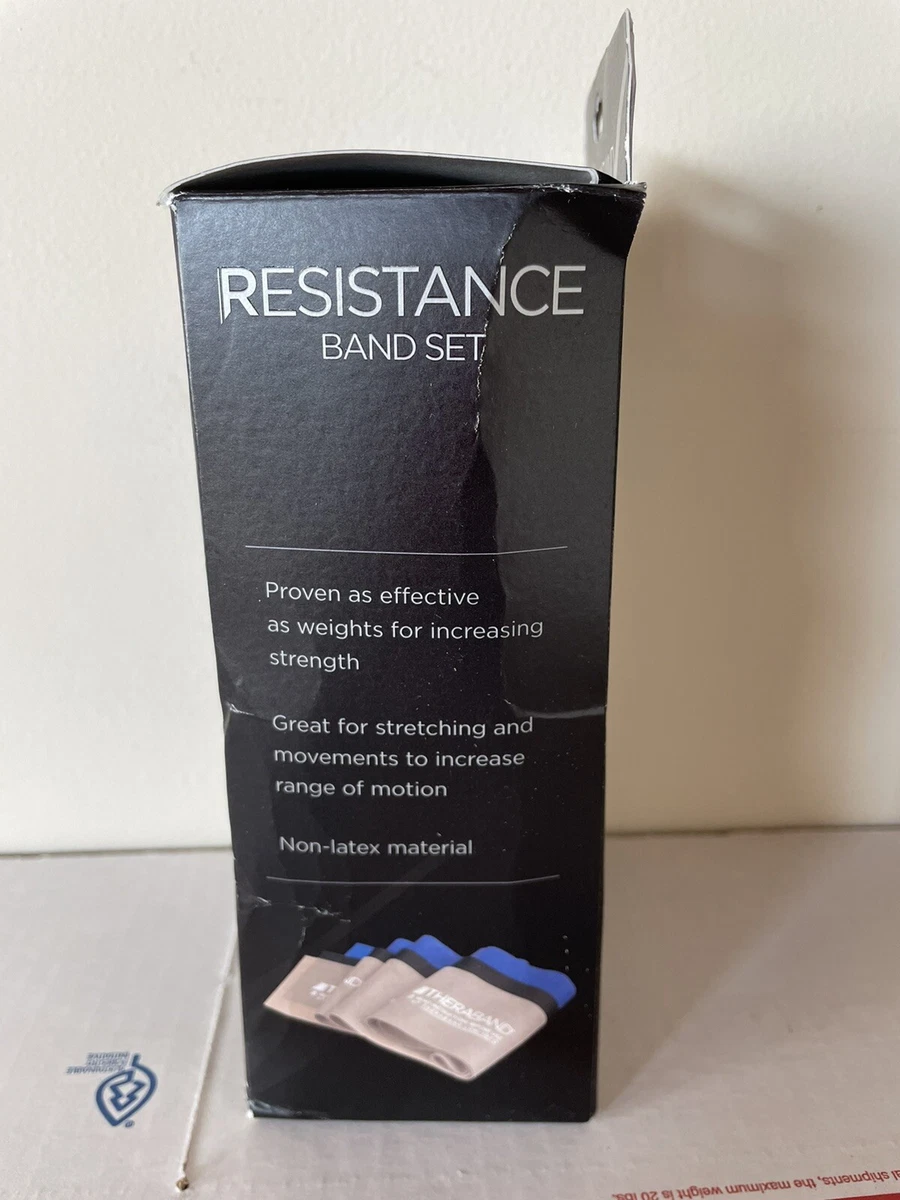 Set of 3 bands 5 ft long each Theraband BLUE BLACK SLIVER Advance