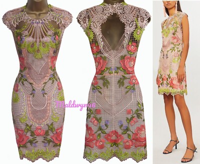 KAREN MILLEN  STUNNING FLORAL EMBROIDERED LACE COCKTAIL MINI DRESS  UK 8  | eBay