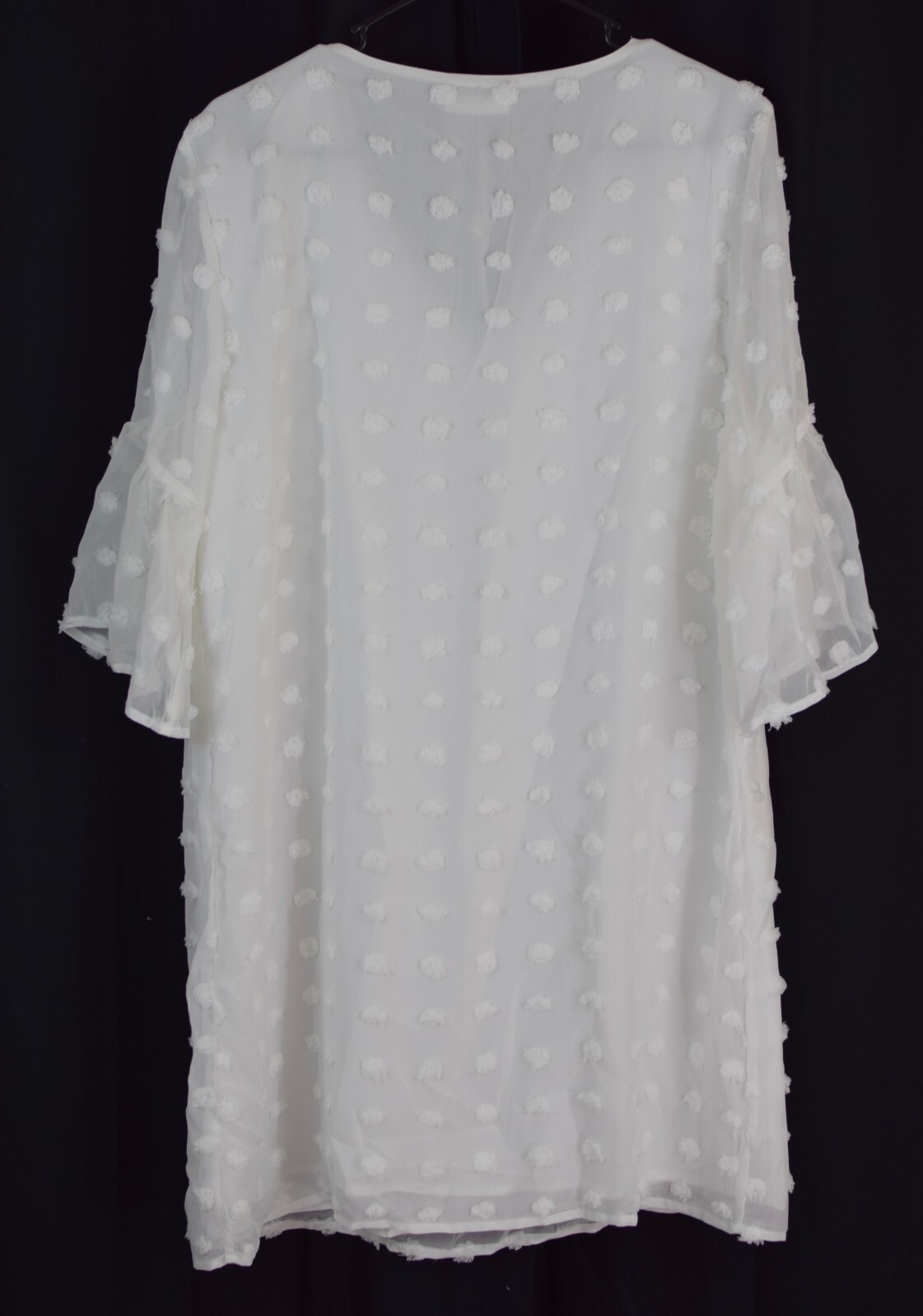 Blooming Jelly Womens V Neck Ruffle Swiss Dot Mini Dress White Size XL