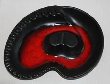 Vintage Drip Glaze Ceramic Red / Black Ashtray 3418 Made in USA MCM