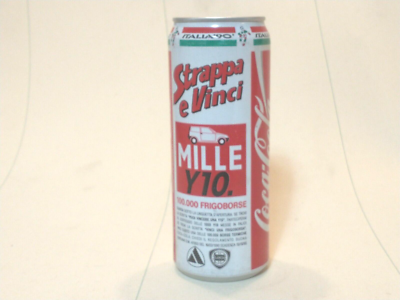 VINTAGE Italia 90 WORLD CUP Strappa e Vinci Coca Cola CAN 500ml