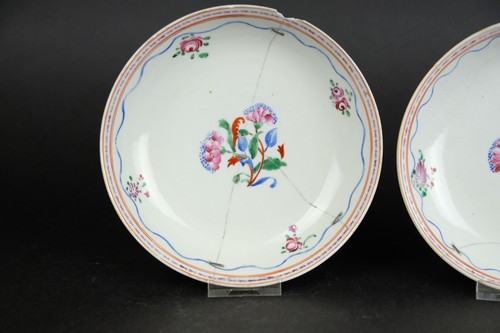 pair Antique Chinese export porcelain Famille Rose Dishes, qianlong 18th century - Picture 4 of 11