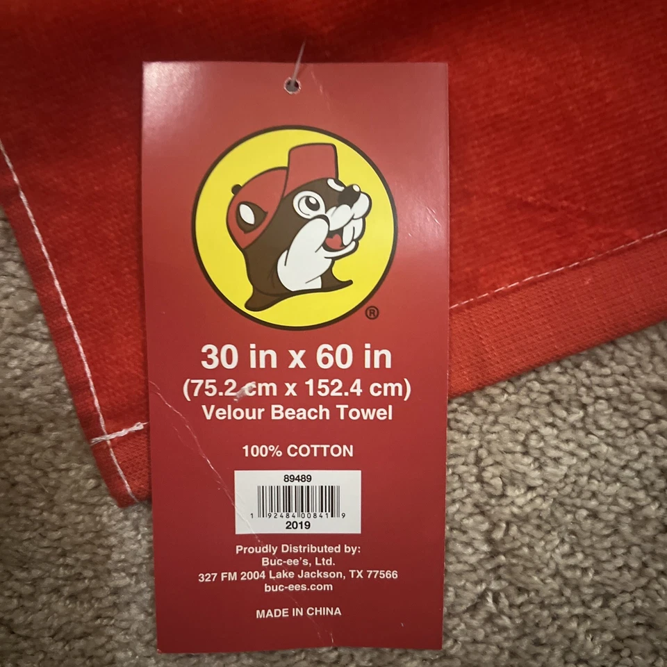 Toalla de playa BUCEE’S Texas Flag 30”x60” nueva con etiqueta BUC-EE’S muy rara stock antiguo Foto 4 de 4