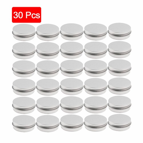 30 Small Round Metal Tin Storage Jar Containers w/Screw Top Lids Make Up Bottles - Picture 13 of 22