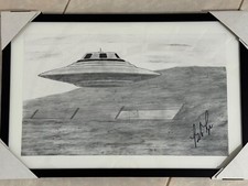 Rare 2025 Bob Lazar S4 Base Sketch - Hand-Signed Print Expertly Framed (UFO)