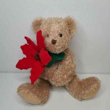 Ty Beanie Buddy 2005 Holiday Teddy Christmas Bear Poinsettia 11" Stuffed Animal