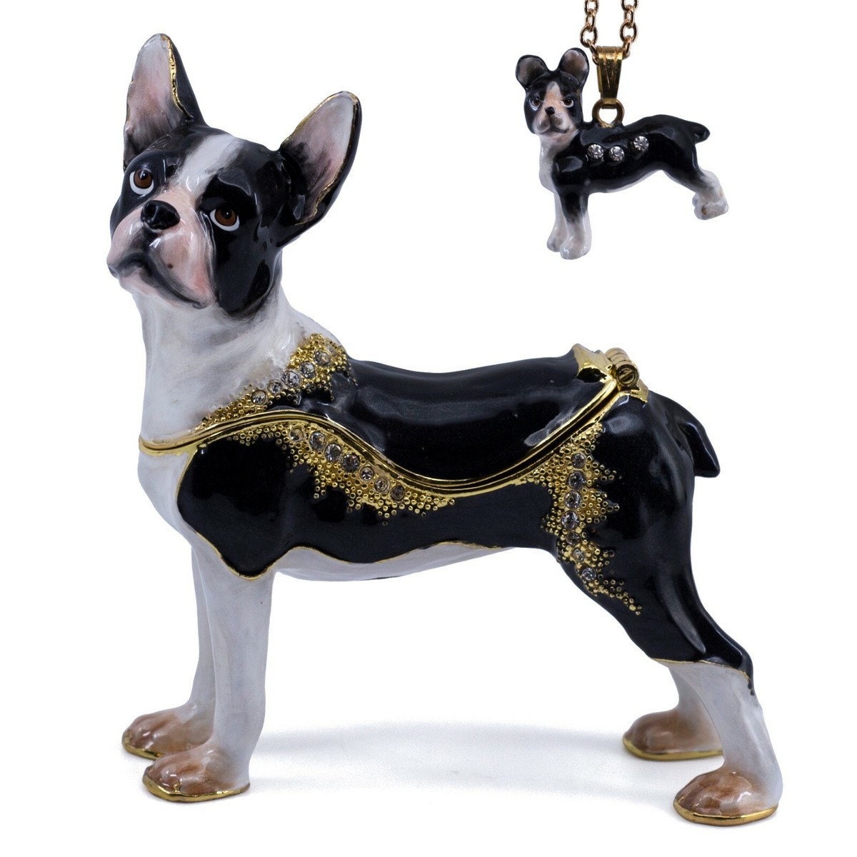 Bejeweled Enameled & Crystal Black Labrador Dog Trinket Box Bejeweled Enameled & Crystal Black Labrador Dog Trinket Box
