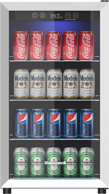 Mini Beverage Cooler for 115 Cans - Glass Door, Adjustable Shelves