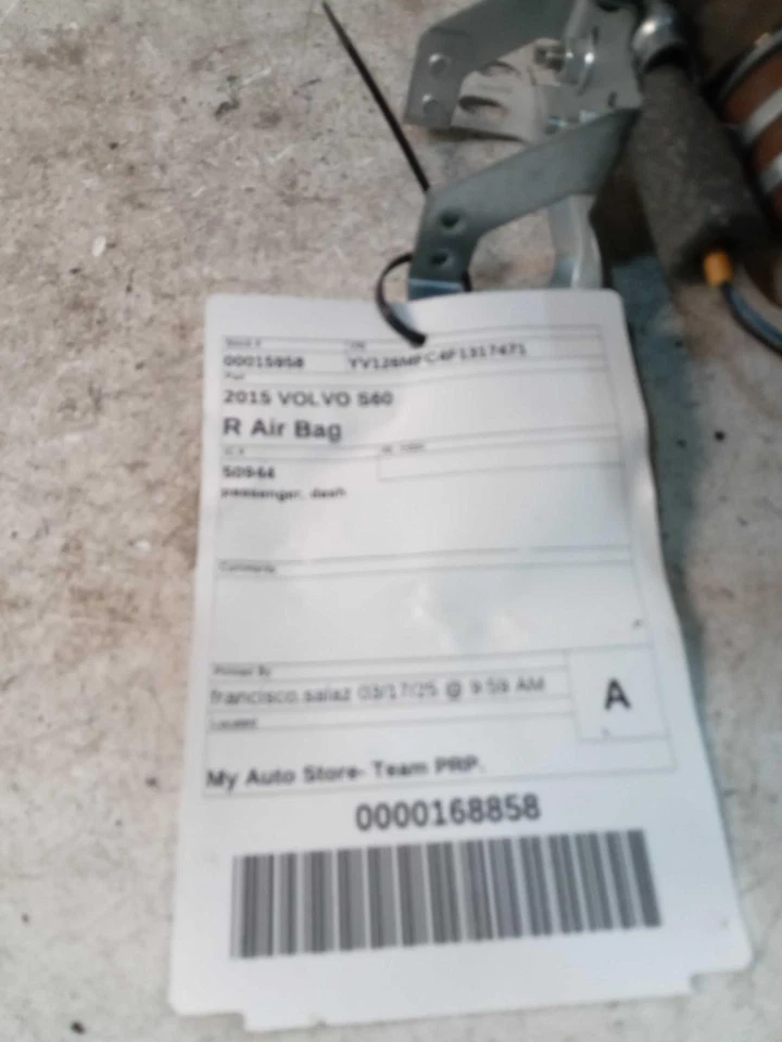 2015 VOLVO S60 Right Instrument Panel Air Bag Grey 41000 Miles OEM Part 230602 Foto 3 de 4