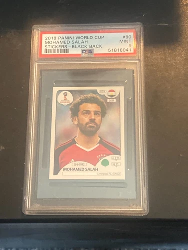 Mohamed Salah 2018 panini World Cup black stickers black back #90 psa 9