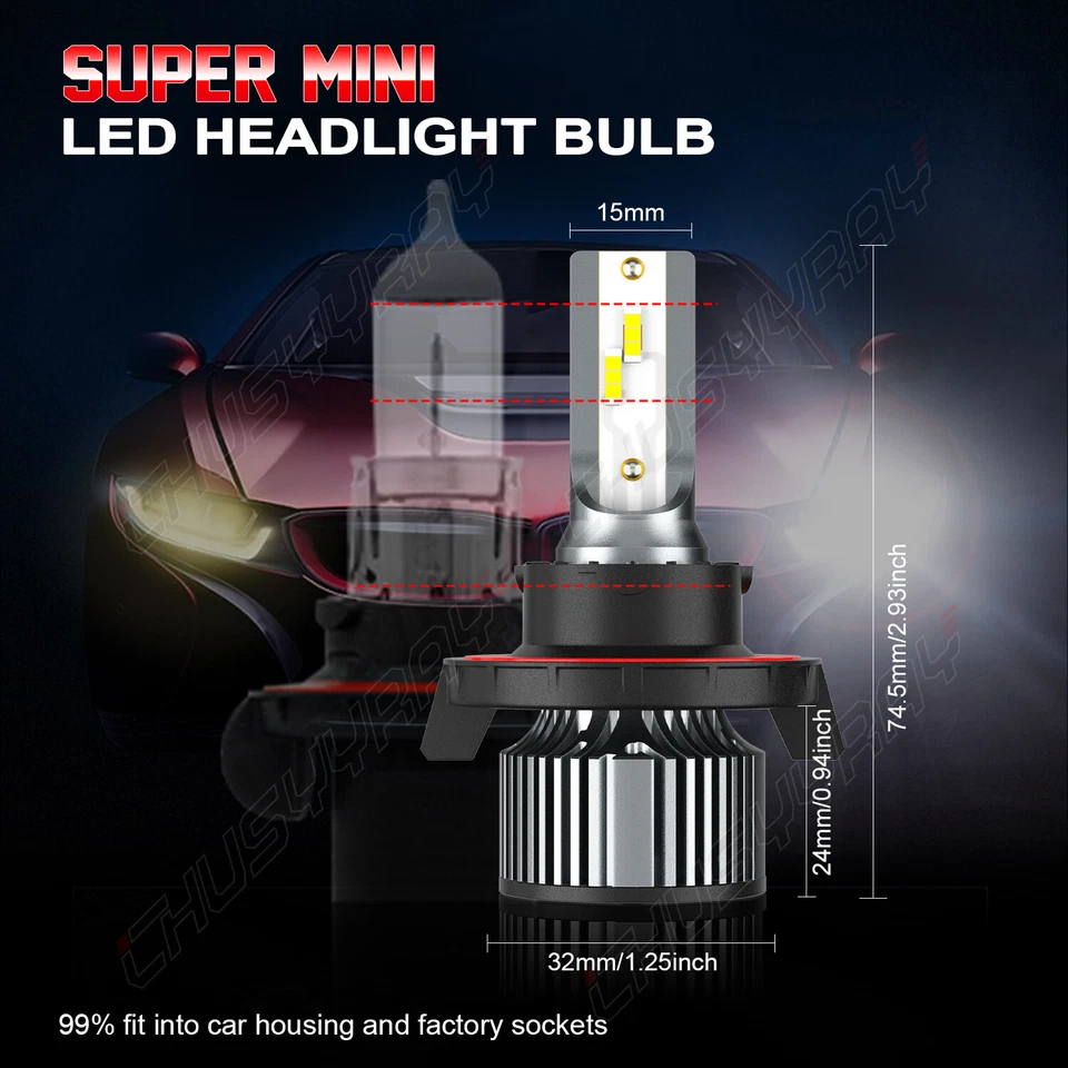 For Chrysler Town & Country 2005-2007 LED Headlight High/Low + Turn Signal Bulbs - Image 2 of 4