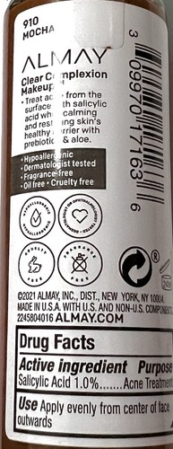 ALMAY Clear Complexion Acne FOUNDATION MAKEUP / Sensitive Skin 910 Mocha 1 oz - Picture 4 of 4