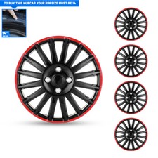 14in Hubcaps 4wheel Covers Black Red Universal 14 Wheel Rim Covers Snap On