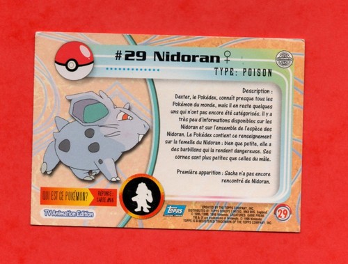 POKEMON Carte TOPPS n° 29 - NIDORAN (293) - Imagen 2 de 2