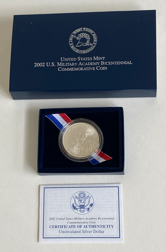 2002 W West Point US Mint Commerative Unc. Silver Dollar - Free Shipping - 第 1/3 張圖片