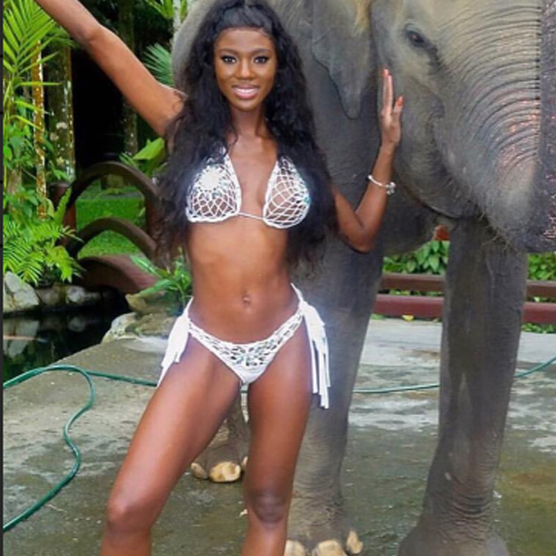 Costume Da Bagno Uncinetto Gemme Crochet Bikini slim sling