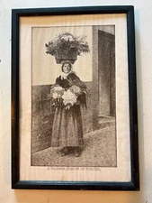 Vintage Hugh Tallant Etching “A FLOWER VENDER OF FUNCHAL” Framed Signed print