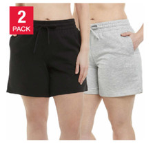 NEW Danskin Women's 2 Pack Soft Active Shorts Black/Light Gray Size Medium