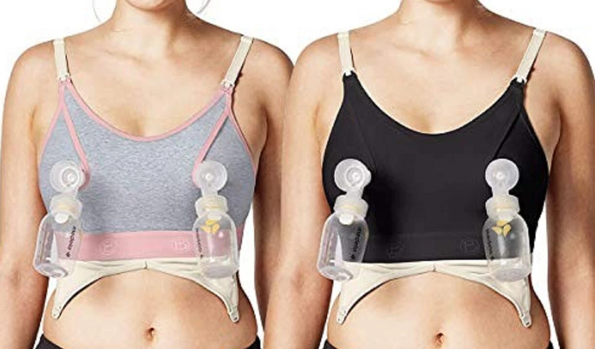 2 Pieces Hands-Free Pumping Bra, Adjustable Zipper Breast Feeding