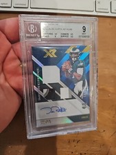 2020 Panini XR Rookie Triple 4 CLR Swatch Auto Blue #214 Jalen Hurts /49 BGS 9