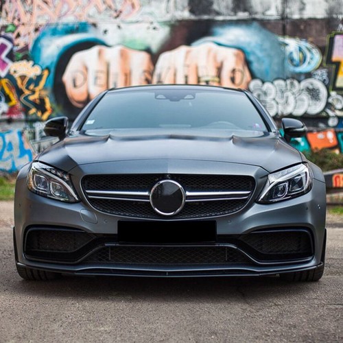 For Benz W205 C205 S205 C63 AMG Carbon Fiber Look Front Bumper Spoiler Lip Cover - Picture 4 of 9