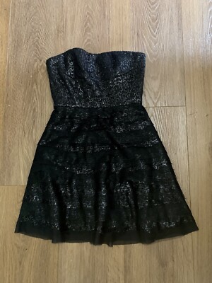 BCBG MAXAZRIA WOMENS Tulle Strapless Sequin BLACK CORSET