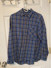 Moose Creek Men's Cotton Flannel Blue Long Sleeve Button Up Shirt Size Medium