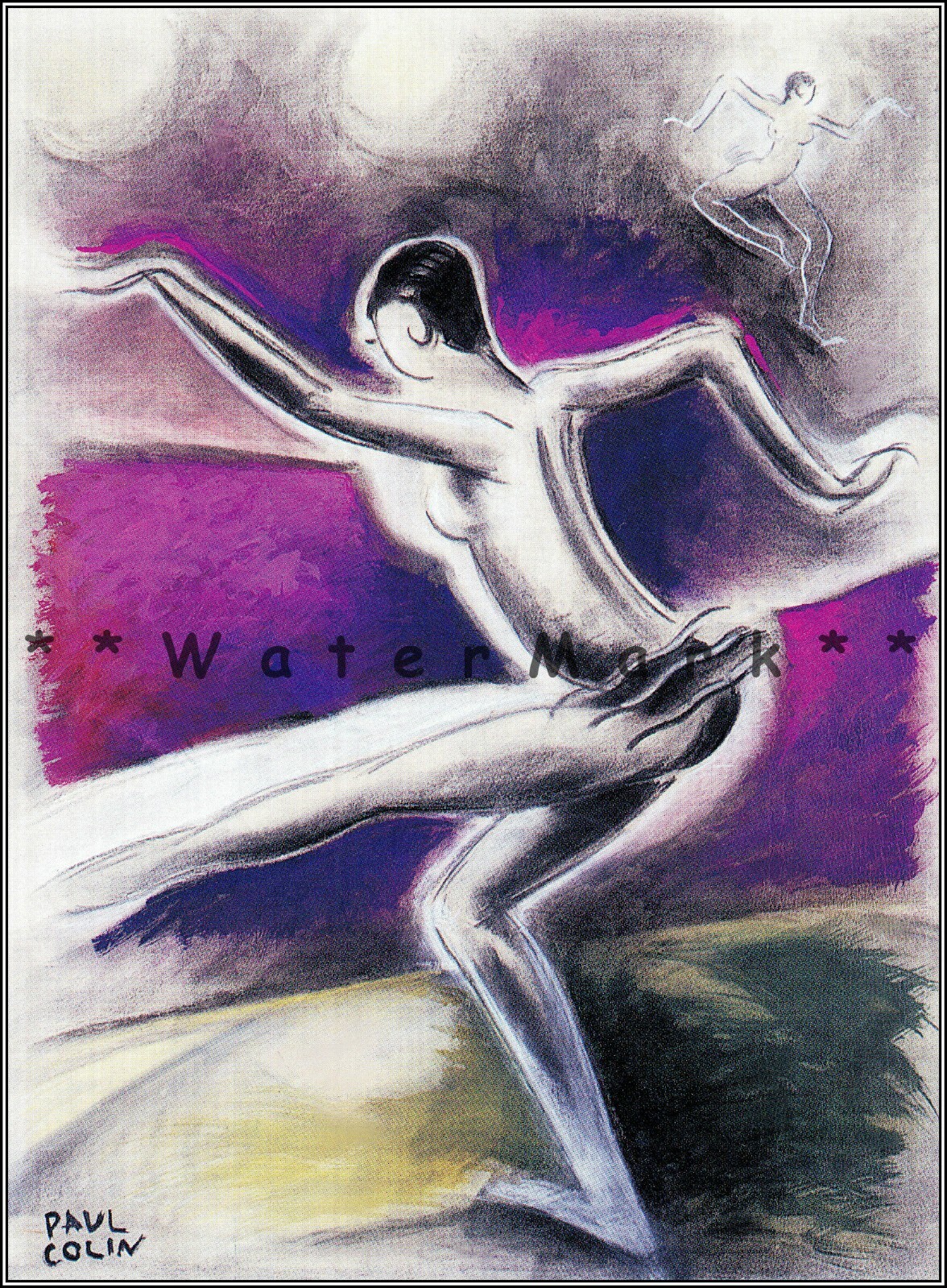 Josephine Baker 1925 Dance Sketch Blue Vintage Poster Print Retro Style Wall Art