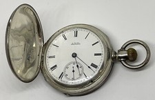 AWC WALTHAM POCKET WATCH / DEUBER / Coin Silver / 1879 11 Jewels 18s Runs