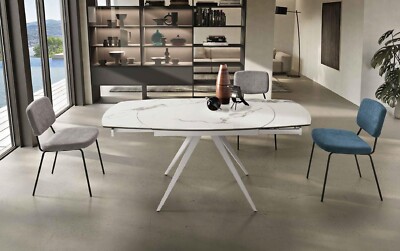 Tavolo moderno ovale allungabile a rotazione base in metallo