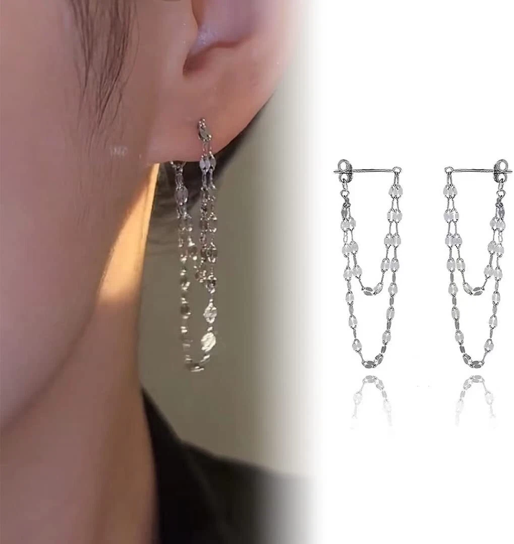 Metal chain best sale earrings