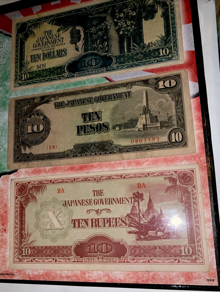 WWII Japanese Invasion Money Album with History & Five Actual Invasion Notes COA - Image 4 of 4