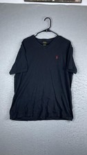 Polo Ralph Lauren Shirt Mens Large Black V Neck Pony Logo Tagless Tee T-Shirt