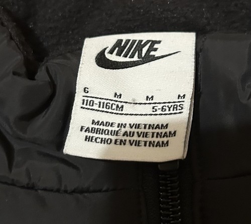 Nike Vest Kids Sz Medium Black Puffer Sleeveless Winter Full Zip Swoosh - Picture 6 of 6