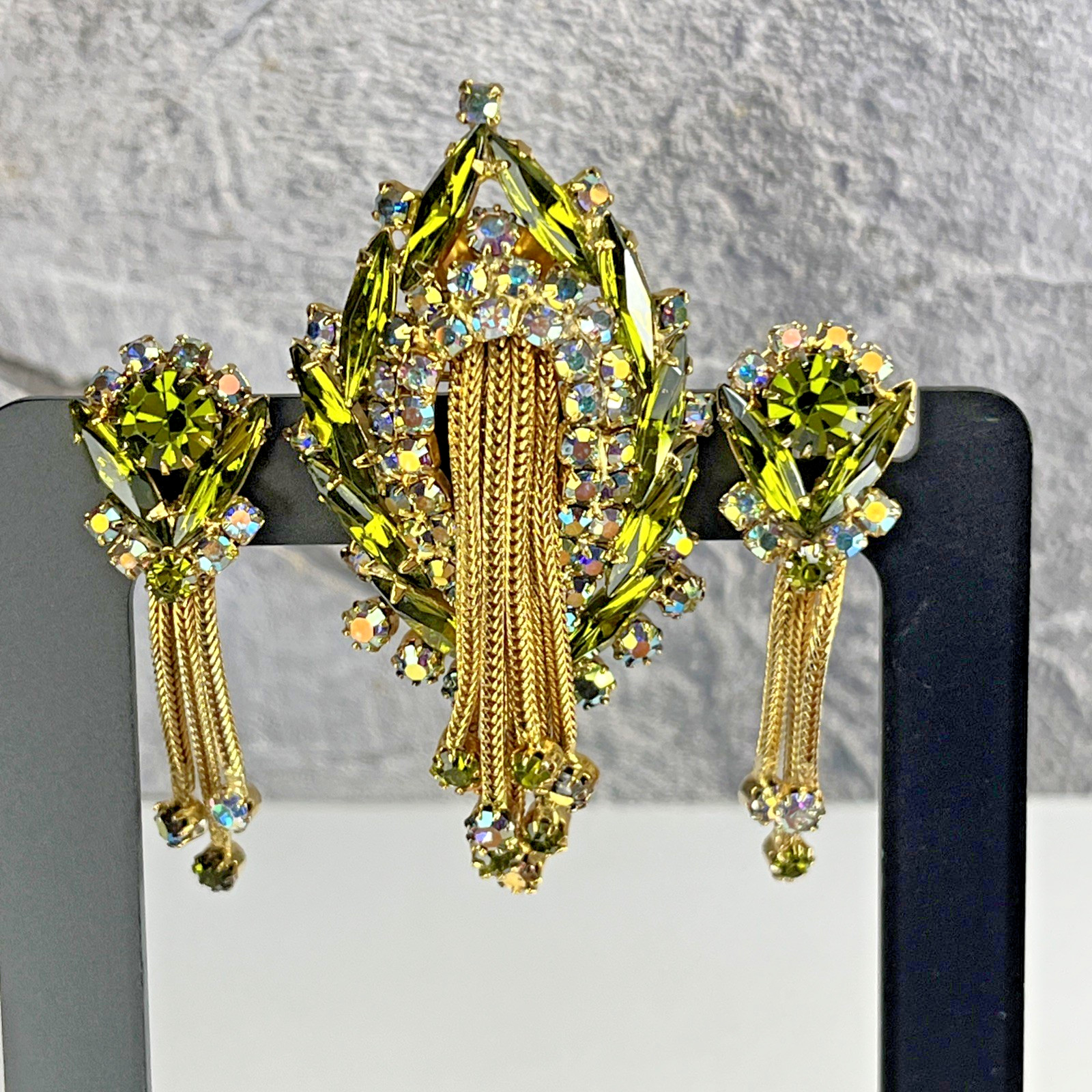 Unsigned Hobe Vtg Rhinestone Waterfall Jellyfish … - image 7