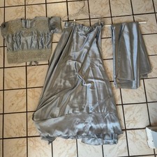 Lehenga, Choli, Scarf Women's Medium Sizes 7-10 Silver Embroidered Skirt Set