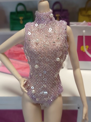 JHDFASHIONDOLL SuperStar Purple Dr*gs Drags ANNAMAY Fashion Model Doll Bodysuit