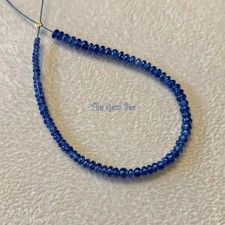 2mm-3mm Unheated Burmese Gem Royal Blue Sapphire Smooth Rondelle Beads 5" strand