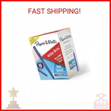 Paper Mate Ballpoint Pens, Write Bros. Blue Ink Pens, Medium Point (1.0mm), 60 C