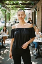 Mossimo Black Off the Shoulder Top XL Flutter Sleeve Stretch NWT