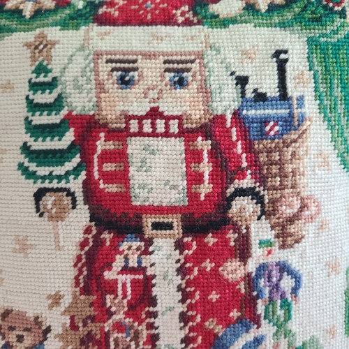 "Almohada de punta de aguja de Navidad Katha Duddel Cascanueces Lana/Terciopelo 14,5"" Sin usar" - Imagen 3 de 8