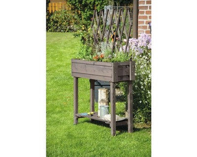 Hochbeet auf Stelzen dobar inkl. Rankgitter rollbar 79 x 28,5 x 130 cm grau