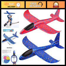 2 Pack Foam Airplane Toys - 17.5" Glider with 2 Flight Modes, Outdoor Fun for Ki
