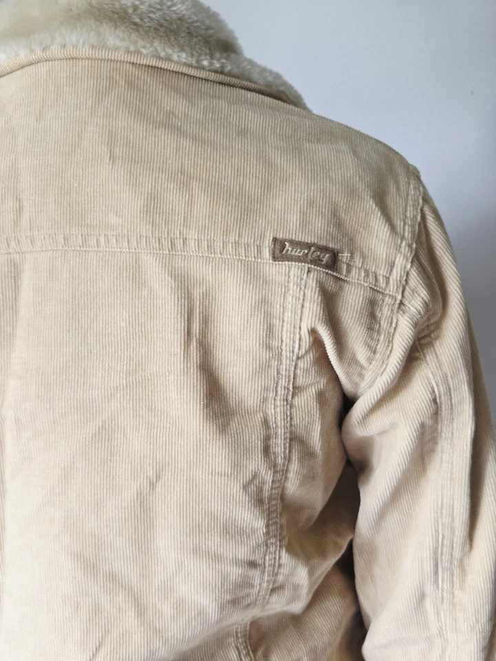 Hurley Jacket Womens Medium Corduroy Faux Fur Lined Penny Lane Skater Y2K - Image 3 of 4