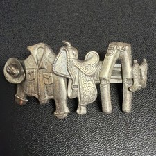 Rare Vintage Silver Tone Metal Western Style Hair Barrette Clip Made France 80's