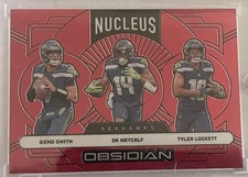 2024 Panini Obsidian - Nucleus DK Metcalf, Tyler Lockett, Geno Smith #22 Red /75