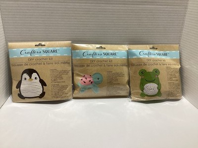 Crafter s Square DIY Crochet Kit Adorable Frog Turtle And Penguin Set Of 3 New