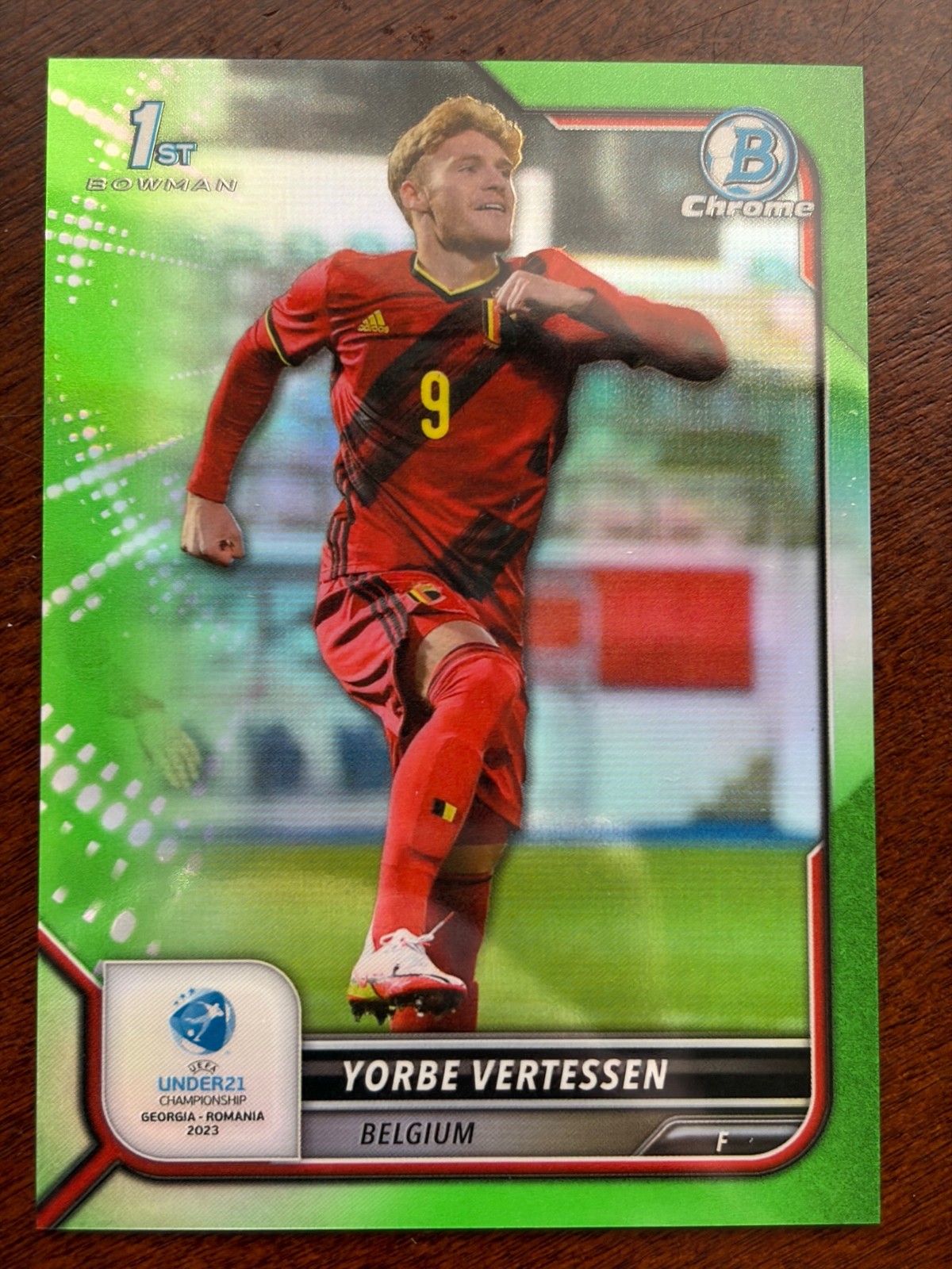 Yorbe Vertessen 2022 Bowman Chrome Road to UEFA U21 Euros #97 Neon Green /199